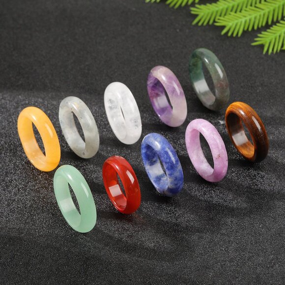 1pc Size 10 Exquisite Natural Stone Ring - Multicolor Crystal Gemstone Jewelry - Picture 1 of 10